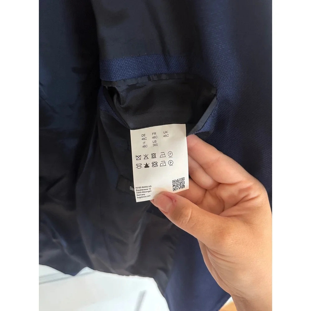 Hugo Boss Wool Suit 36S Jacket 32R Pants Navy Blue 2-Piece Blazer Coat 2 Button